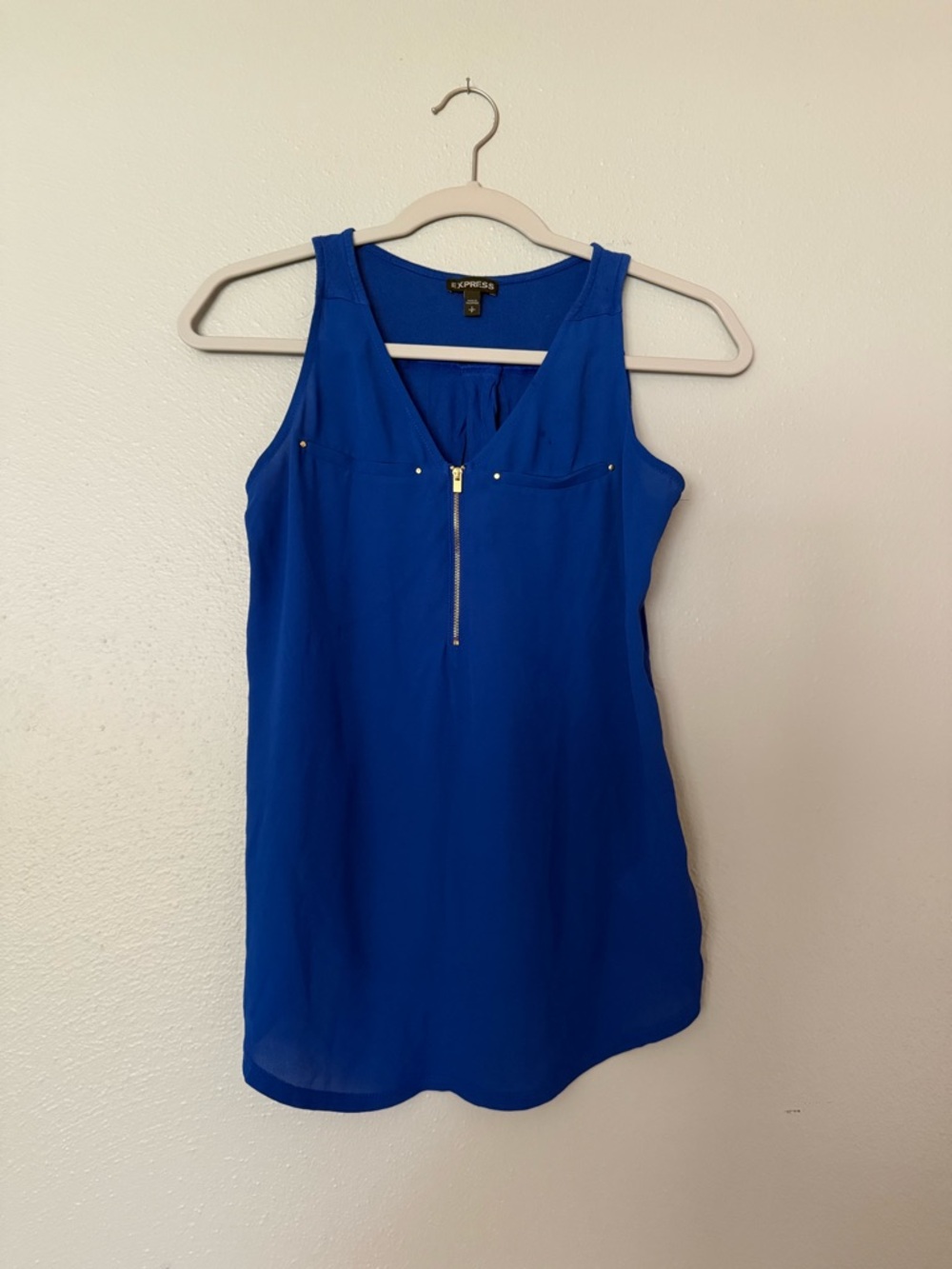 Express Cobalt Blue Zip-Front Sleeveless Camisole